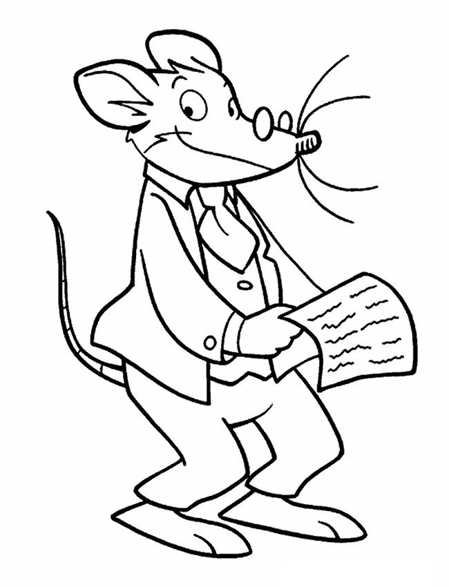 Coloring rat reads a letter